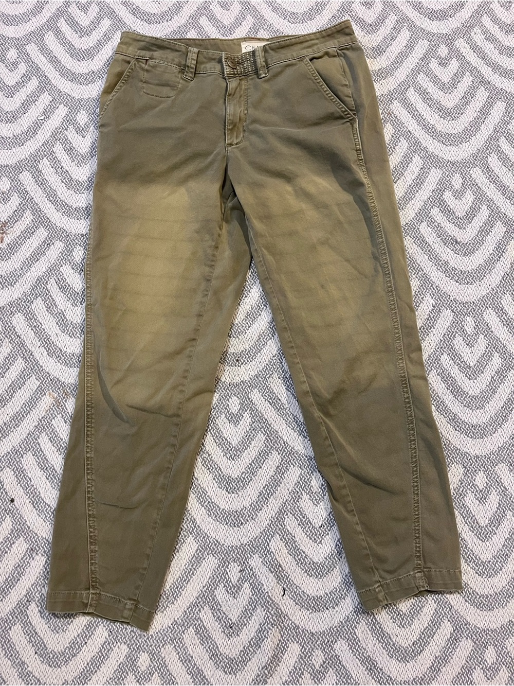 ANTHROPOLOGIE // CHINO Mid-Rise Olive Green Relaxed Fit Cropped Jeans 27